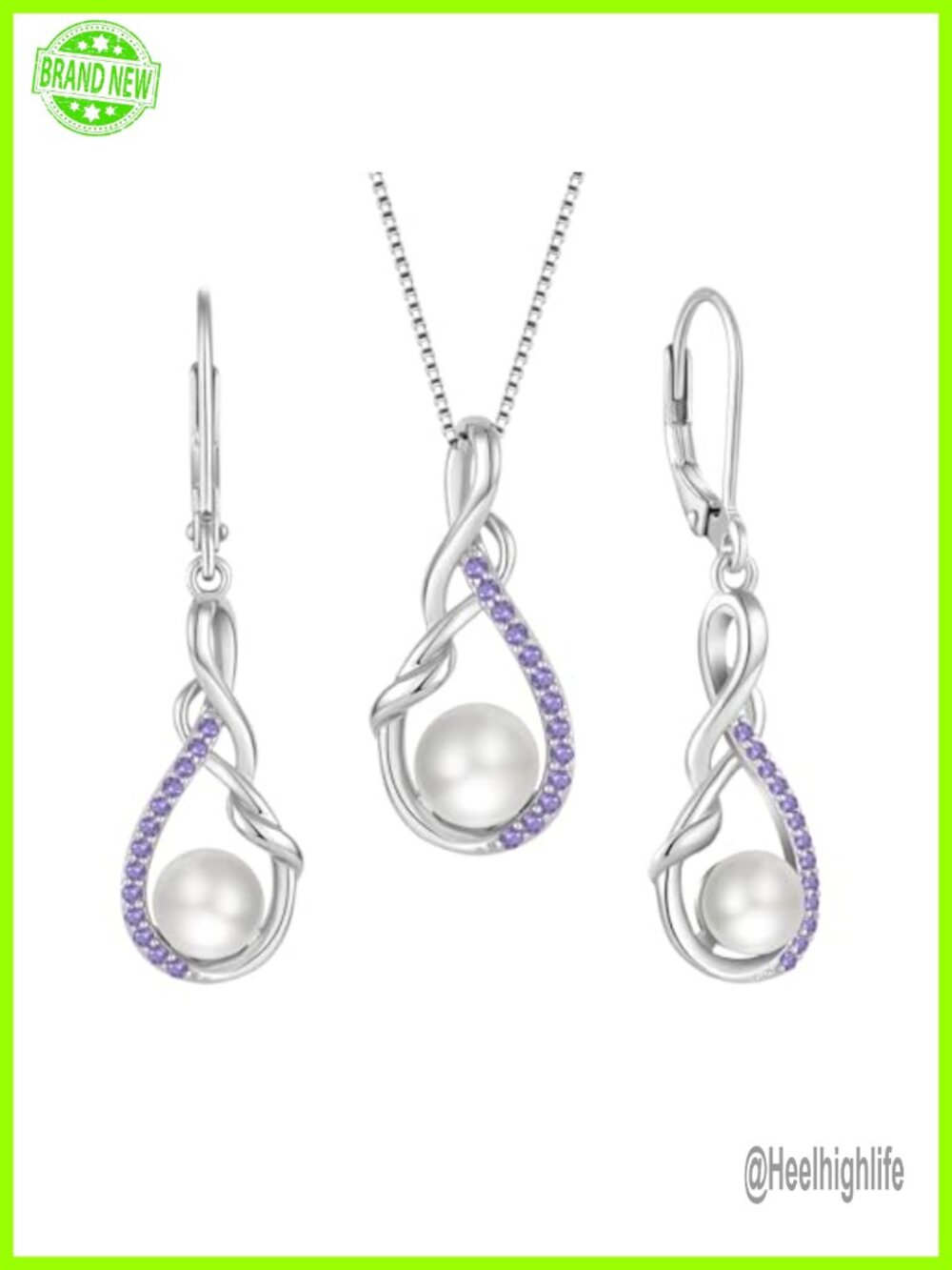 Freshwater Cultured Pearl Necklace & Earrings Set 925 Sterling Silver Created